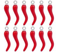 SUNNYCLUE 1 Ciondoli e Peperoncino Rosso Lega Smaltata Corno Italiano Verde Piccante Anello Argento per Gioielleria