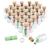 SUNNYCLUE 1 Confezione da 30 Mini Bottigliette con Messaggio in Bottiglia da 10 ml Piccole Bottigliette di Vetro con Tappi di Sughero Minuscole Fiale Vasetti di Carta con Auguri d'Amore e Benedizioni