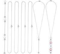 SUNNYCLUE 1 confezione da 6 collane con perline argentate, lunghezza 45 cm, in acciaio inossidabile, con 6 catene per collane fai da te, artigianato, creazione di gioielli, forniture per perline