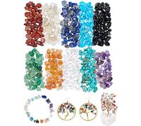 SUNNYCLUE 1 Scatola 10 Stili 7 Chakra Chip di Pietre Preziose Naturali Perline Chip Irregolari Perline Pietra Curativa Cristallo Perline Sciolte con Foro per Adulti Orecchini