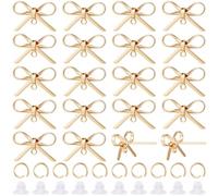 SUNNYCLUE 1 scatola 100 pezzi 20 set Componenti per Orecchini Placcati In Vero Oro 18K Componenti per Orecchini A Fiocco In Ottone con Dadi e Anelli di Congiunzione per Accessori per La Creazione di G