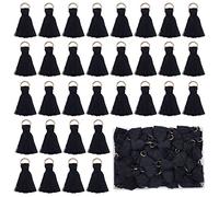 SUNNYCLUE 1 scatola 100 pezzi Nappe di Cotone Nero Mini Ciondoli con Nappe Piccole Nappe di Filo di Cotone Corto Mala Nappa Artigianale per Orecchini Collana Creazione di Gioielli Ghirlanda Portachiav