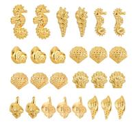 SUNNYCLUE 1 scatola 1000 pezzi 10 stili di riempire In Resina Charms per Unghie Dorate Conchiglie Lega Metallicas Dorata Estate Mare Oceano Cabochon Riempitivi per Unghie Artistiche Decorazione Fai Da