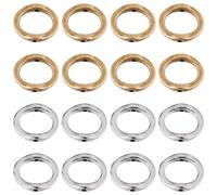 SUNNYCLUE 1 Scatola 100PCS 15mm Lega di Perline Rotonde Cornici Perline Connettore Metallo Argento Bronzo Cerchio Anello di Collegamento Lunetta Cornice Cava Distanziatore Perlina Sfusa per Creazione