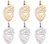 SUNNYCLUE 1 scatola 12 pezzi Ciondoli A Forma di Cuore Ciondoli per Organi Umani Gotico Argento Oro Acciaio Inossidabile Cuori Anatomici Ciondoli Sfusi per Creazione di Gioielli Ciondoli Collana Bracc