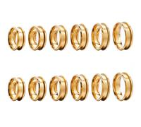 SUNNYCLUE 1 scatola 12 pezzi Spazi Vuoti per Anelli Scanalati Nuclei per Anelli Spazi Vuoti per Anelli Intarsiati In Acciaio Inossidabile Dorato Formato USA 7/8/9/10/11/12 anelli per Anelli per Dita A