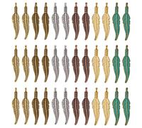 SUNNYCLUE 1 Scatola 120 Pezzi Ciondolo Piuma Stile Boemo Ciondoli Piuma Boho Forma di Foglia Acchiappasogni Piume Ciondolo Colorato Ciondolo In Lega per Creazione di Gioielli Ciondoli Bracciali Orecch