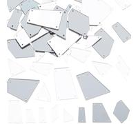 SUNNYCLUE 1 Scatola 144 Pezzi 8 Stili Perline di Stoffa per Specchi Pezzi di Specchi per Cucire Sfusi Argento Acrilico Forme Miste Strass Specchio con Fori Perline di Specchio Piccole per Artigianato