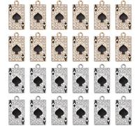 SUNNYCLUE 1 scatola 16 pezzi 2 colori Ciondolo Da Poker Asso Ciondolo In Metlega Strass Oro Argento Cuore Nero Carta Da Gioco Re Ciondolo per Creazione di Gioielli Ciondolo Fai Da Te Cordino Portachia