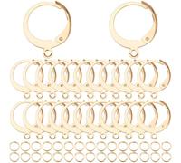 SUNNYCLUE 1 scatola 180 pezzi Kit di Risultati per Orecchini 80 pezzi Veri Ganci per Orecchini A Leva In Acciaio Inossidabile Placcato Oro 18K 100 pezzi Anelli di Salto Aperti Filo per Orecchio Poster