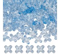 SUNNYCLUE 1 scatola 180 pezzi Perline di Fiori di Vetro Perline di Trifoglio Azzurro Cielo 4 foglie di Trifoglio Forma Perline Sciolte Trasparenti per La Creazione di Gioielli Progetti di Perline Amic