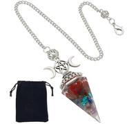 SUNNYCLUE 1 scatola 2 pezzi Pendoli di Cristlega Set Pendolo Rabdomanzia Colorato Cono Appuntito In Pietra Naturale Pendolo con Catena Reiki Chakra Gemma chisSp Ciondolo Set di Ciondoli per Rabdomanzi