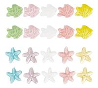 SUNNYCLUE 1 scatola 20 pezzi 10 perline A Tema Oceano Stile Perline di Animali Marini Simpatiche Stelle Marine Pesci Ceramica Estate Fatta A Mano Perline di Vita Marina per Creazione di Gioielli Assor