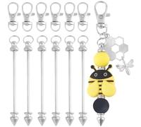 SUNNYCLUE 1 Scatola 20 Pezzi Barre Portachiavi con Perline in Argento Portachiavi con Perline in Metlega Sfuso Rimovibili Vuoti Fai da Te Portachiavi con Perline Forniture per Portachiavi con Perline