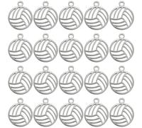SUNNYCLUE 1 scatola 20 pezzi Ciondoli Pallavolo Sfusi Ciondoli Sportivi In Argento Cavo In Acciaio Inossidabile Ciondoli A Forma di Palla Sportiva In Metlega per La Creazione di Gioielli Accessori Art