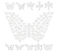 SUNNYCLUE 1 Scatola 200 Pezzi 10 Stili Farfalla Ciondoli Insetto Libellula Acciaio Inossidabile Animali Volanti Ciondoli Bulk per Creazione di Gioielli Ciondoli Collane Fai da Te Bracciali Forniture