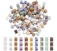 SUNNYCLUE 1 scatola 200 pezzi 10 stili Perline di Pietre Preziose Quadrate Sfuse 4mm Perline di Pietra Cubica Piccole Perline Piatte Naturali Bianche Verdi Rettangolari per La Creazione di Gioielli Co