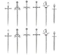 SUNNYCLUE 1 Scatola 24 Pezzi Ciondoli Spada Stile Tibetano Fascino Coltello Spade Antiche Medievali Segnalibri Arma In Miniatura Ciondoli In Lega per Gioielli Fare Fascino Scherma Segnalibro Collana O