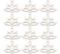 SUNNYCLUE 1 scatola 24 pezzi Fascino di Loto Fascini di Yoga Fascini di Fiore di Loto In Acciaio Inossidabile Fascino Floreale Cavo Fascino di Energia Chakra Fascini Tagliati Al Laser per La Creazione