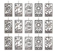 SUNNYCLUE 1 Scatola 30 Pezzi 5 Ciondoli Placcato Oro Tarocchi Ciondoli Malvagi Occhi Luna Stella Charm Retangle Ouijas Magico Charm per la creazione di Gioielli Ciondoli Fai Da Te Collana Orecchini