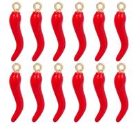 SUNNYCLUE 1 scatola 30 pezzi Ciondolo Peperoncino Sfuso Ciondolo Peperoncino Rosso Smalto Mini Cinco De Mayo Fiesta Messicana Ciondolo Peperoncino Piccante In Miniatura con Anello Dorato per La Creazi
