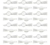 SUNNYCLUE 1 scatola 30 pezzi Fermaglio per Capelli Cabochon Sfuso Argento Fermagli A Coccodrillo Fermaglio In Ferro Bronzo Cabochon Rotondi Vassoi Base Vuota Impostazioni Fermaglio per Capelli per Fai