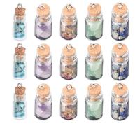 SUNNYCLUE 1 scatola 30 pezzi Mini Collana di Ciondoli per Bottiglie di Vetro Ciondolo per Bottiglia Dei Desideri Piccoli Ciondoli per Barattoli Piccole Pietre Preziose Tappi di Sughero Alla Deriva Cio