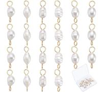 SUNNYCLUE 1 SCATOLA 30 pezzi Perle Ciondoli Perle Connettore Perline Oro Bianco Doppio Anello Naturale Acqua Dolce Irregolare Piccoli Ciondoli per Creazione Gioielli Artigianato Bracciale Collana Orec