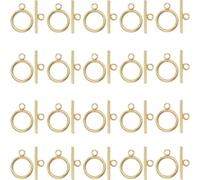SUNNYCLUE 1 scatola 30 set Chiusure Placcate Oro Reale 18K Chiusura A Ginocchiera In Acciaio Inossidabile T-Bar O-Ring Chiusure Chiusure Chiusura Rotonda In Metallo OT per Creazione di Gioielli Chiusu