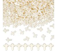 SUNNYCLUE 1 scatola 300 pezzi Perline di Croce Bianche Croci Perline Piccole Alla Rinfusa In Plastica Pura Rosario Dellsa Domenica Distanziatore Sciolto Crocifisso Perline di Perle Finte per Bracciali