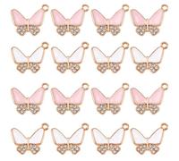 SUNNYCLUE 1 scatola 32 pezzi 2 colori Farfalla Strass Ciondoli Insetto Ciondolo Colorato Lega Smalto Carino Cristlega Animale Ciondoli per Gioielli Creazione Bracciali Collane Ciondoli Fai Da Te Artig