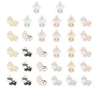 SUNNYCLUE 1 Scatola 32 Pezzi 2 Stili Ciondoli Mucca Ciondoli Animali Smaltati Forma Testa di Mucca da Latte Flatback Placcato Oro Chiaro Ciondoli in Lega Colorata per Gioielli Fai da Te Braccialetto