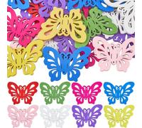 SUNNYCLUE 1 scatola 32 pezzi Farfalla Ornamento Da Appendere Farfalle In Legno Legno Naturale Colorato Primavera Estate Ornamenti Abbellimenti per Albero di Natale Ciondoli per Connettori per Arte Fai