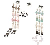 SUNNYCLUE 1 Scatola 36 Pezzi 12 Stili Ciondoli Musicali Strass Note Musicali Lega Smalto Pendenti Strumenti Musicali Pianoforte Chitarra Flatback con Anello In Metallo per Collana Fai Da Te Forniture