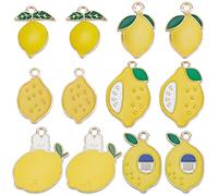 SUNNYCLUE 1 Scatola 36 Pezzi Ciondolo Limone Ciondoli Smaltati Limone Frutta Gialla Coniglio Ciondoli Coniglietto Vacanze Pasquali per Creazione di Gioielli Fascino Ringraziamento Orecchini Collana Br