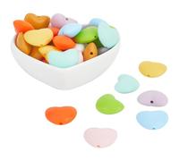 SUNNYCLUE 1 scatola 40 pezzi 10 colori Cuori Perline In Silicone Perline A Forma di Cuore Sciolte Multicolore San Valentinos Arancione Viola Rosa Bianco Perline D'Amore per La Creazione di Gioielli Co
