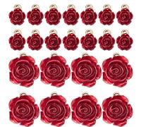 SUNNYCLUE 1 scatola 40 pezzi 2 ciondoli Rosa Stile Bulk 3D Rose Charm Flower Charms per Gioielli Fare Fiore Rosso Charm Tree Of Life Collana Bracciale Orecchini Forniture San Valentino Regalo Artigian