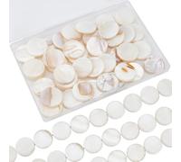 SUNNYCLUE 1 scatola 40 pezzi 20mm Perline Piatte In Madreperla Perline Naturali In Stile Hawaiano Conchiglie D'Acqua Dolce Rotonde Perline per Monete per La Creazione di Gioielli Collane Bracciali Art