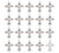 SUNNYCLUE 1 Scatola 40 Pezzi Rosario Croce Cristallo Strass Charms Bulk Cubic Zirconia Evil Eye Crocifisso Croce Charms per Creazione di Gioielli Ornamento Da Appendere Collana Bracciale Portachiavi O
