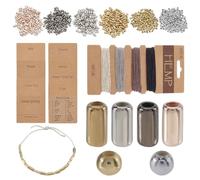 SUNNYCLUE 1 scatola 400 pezzi Fai Da Te Kit Braccialetto Codice Morse Braccialetti Codice Morris In Massa Argento Nero Oro Plastica Barile Perline Distanziatrici Rotonde Scheda Espositiva Braccialetto
