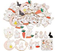 SUNNYCLUE 1 Scatola 48 Pezzi 12 Stili Ciondoli Pasquali Ciondolo Coniglietto Bulk Ciondolo Coniglio Carota Lega Ciondoli Smaltati Ciondolo Animale Ciondolo per Fare Gioielli Ciondoli Bracciale Collana