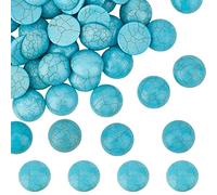 SUNNYCLUE 1 scatola 50 pezzi Cabochon di Pietre Preziose Cabochon Rotondi Da 16 mm Pietra Turchese Sintetica Flatback Semicircolari Pietre Preziose Sciolte Perline Senza Foro Cupola Cabochon Blu per L