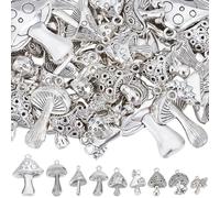 SUNNYCLUE 1 scatola 54 pezzi 9 stili Ciondoli A Forma di Fungo In Argento Tibetano Ciondoli In Lega di Metlega Antico Piante Dellsa Foresta Funghi A Forma di Ciondolo per La Creazione di Gioielli Cion