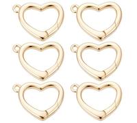 SUNNYCLUE 1 Scatola 6 Pezzi in Vero Ottone Placcato Oro 18K con Anelli A Molla A Forma di Cuore Moschettone Portachiavi in Metlega Sfuso Mini Clip Fibbia per Portachiavi Gancio A Grilletto per FO