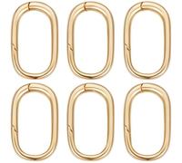 SUNNYCLUE 1 scatola 6 pezzi O-Ring A Molla 0.77 pollici Ottone Placcato Oro 18K Trigger O-Ring A Molla Moschettone Ovale Moschettoni Grilletto Portachiavi Fibbia Piccoli Ganci per Borsa Fai Da Te Port