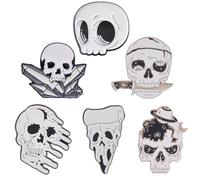 SUNNYCLUE 1 Scatola 6 Pezzi Spille Teschio Spille Smaltate Teschio Spilla Smaltata Halloween Scheletro Spilla Gotica Spille Spilla Smaltata Spille Mini Smalto Risvolto per Zaini Donna Uomo Vestiti Hal