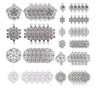 SUNNYCLUE 1 Scatola 60 Pezzi 10 Stili Connettore Fiore Trifoglio Risultati di Ciondoli Chakra Triangolo Forniture Artigianali per Gioielli Fai da Te Braccialetto Collana Orecchini Creazione