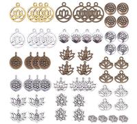 SUNNYCLUE 1 Scatola 60 Pezzi 15 Stili Lotus Yoga Om Ohm Charms Fiore Pendenti Risultati Gioielli Forniture Accessori per Collana Fai-da-Te Creazione Braccialetto, & Cadimo Libero