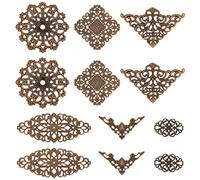 SUNNYCLUE 1 Scatola 60 Pezzi 6 Stili Bronzo Antico Filigrana Filigrana di Metallo Pezzi Fiore di Ferro Abbellimento Fascino Tibetano Cavo per Creazione di Gioielli Ciondoli collo Collana Bracciale Ore