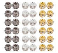 SUNNYCLUE 1 scatola 60 pezzi Distanziatori Strass Perline Rondelle Dorate 8 mm Ottone Sfuso Cristallo Foro Grande Metallo Europeo Argento Distanziatori Sciolti per Gioielli Creazione di Braccialetti C